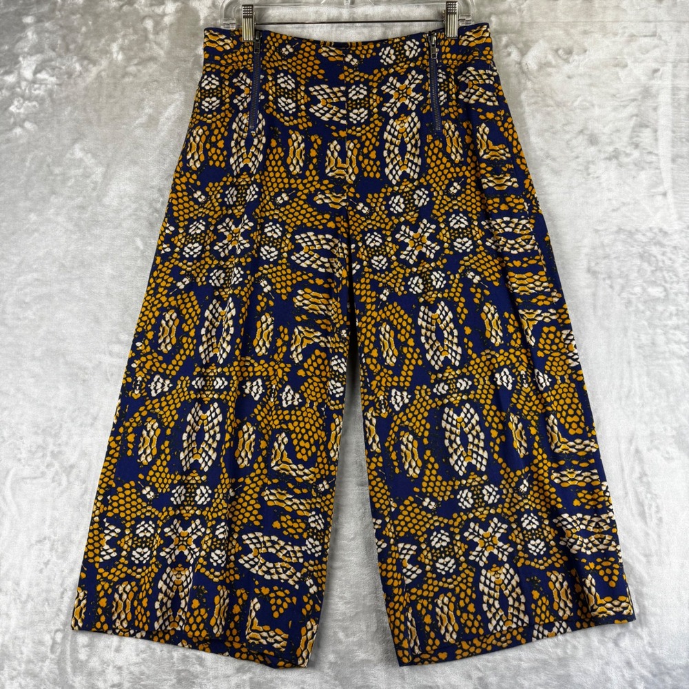Cartonnier Navy, Mustard & White Patterned Wide Leg Pants
